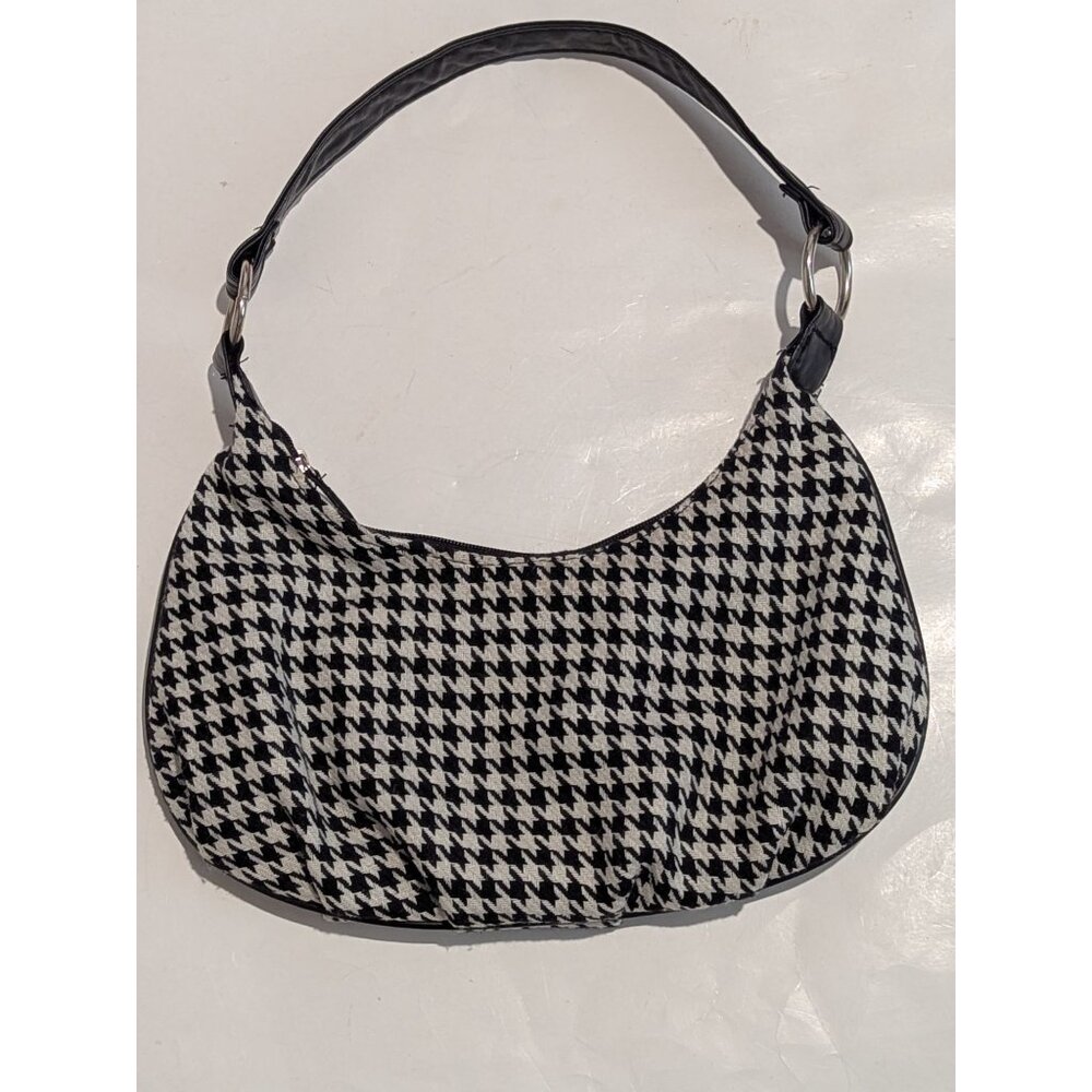 Herringbone Pattern Shoulder Bag Black, White-Lp - image 1